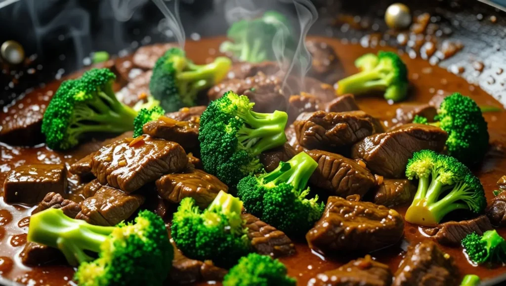 Beef and broccoli stir-fry served over white rice – quick dinner made in 20 minutes