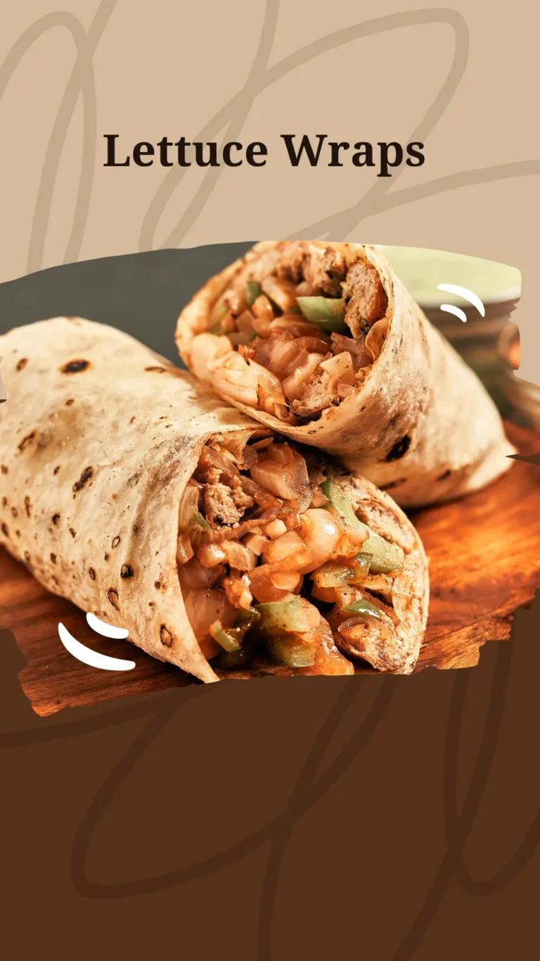 Ground turkey filling wrapped in crisp lettuce leaves, topped with shredded carrots and spicy sauce.


